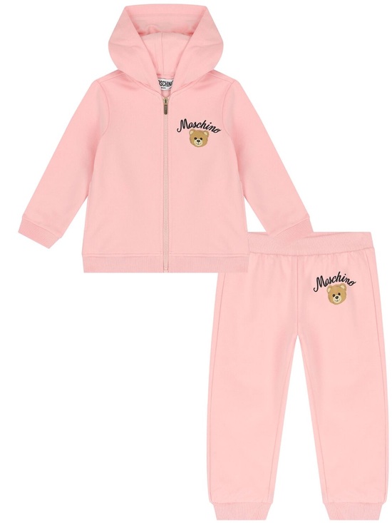 Moschino Other - Moschino Baby Pink Hooded Zip-Front Track Suit Set with Teddy Bear Logo